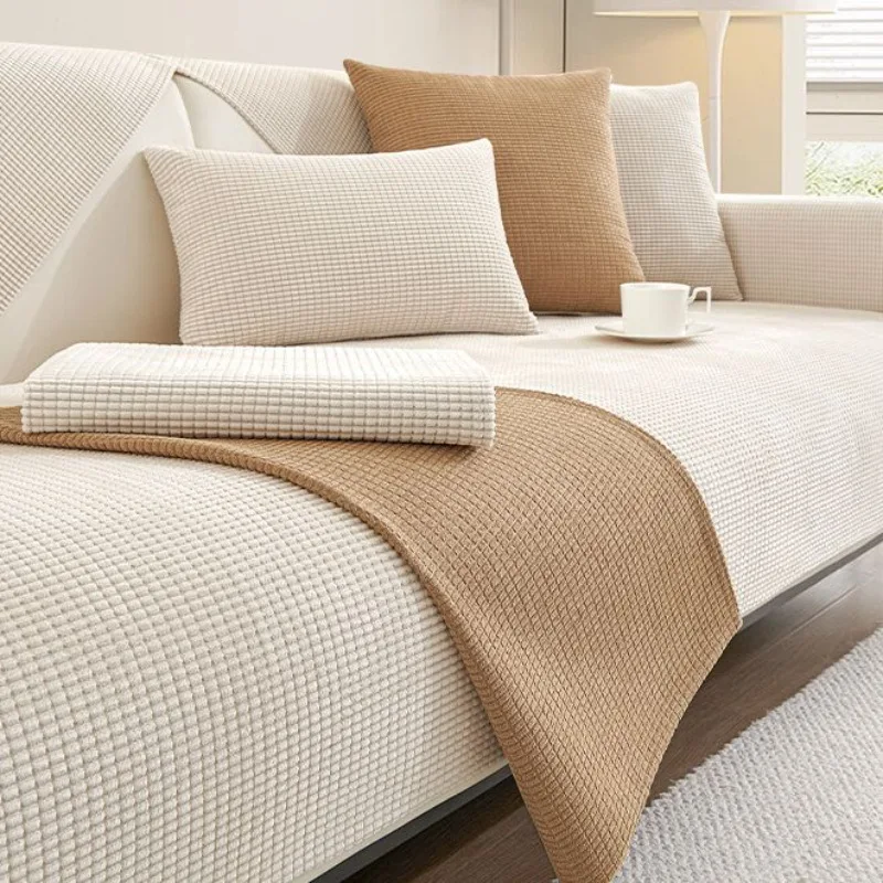 Chenille Fabric Sofa Seat Cover Universal Non-Slip Couch Towel Sofa Protective Slipcover Pad for Home Decor