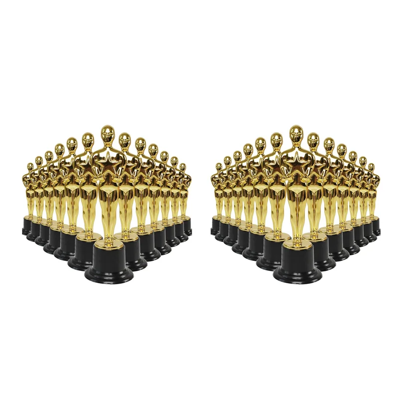 B05C-48 Zestaw Plastikowych Złotych Trofeów w Kształcie Gwiazdy, Statuetki na Upominki na Przyjęcia, Nagrody Szkolne, Nagrody za Gry, Nagrody na Imprezy