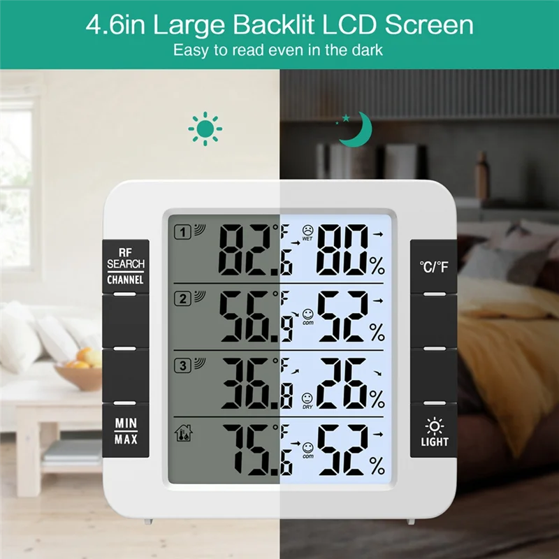 【ГОРЯЧИЙ】Внутренний уличный термогигрометр 100 м с 3 датчиками метеостанции для дома и офиса