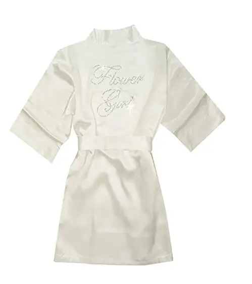 

Fashion Kid Flower Girl Wedding Party Mini Bride Bridal Satin Solid Bath Robe Yukata Rayon Silk Sexy Sleepwear Children Dressin
