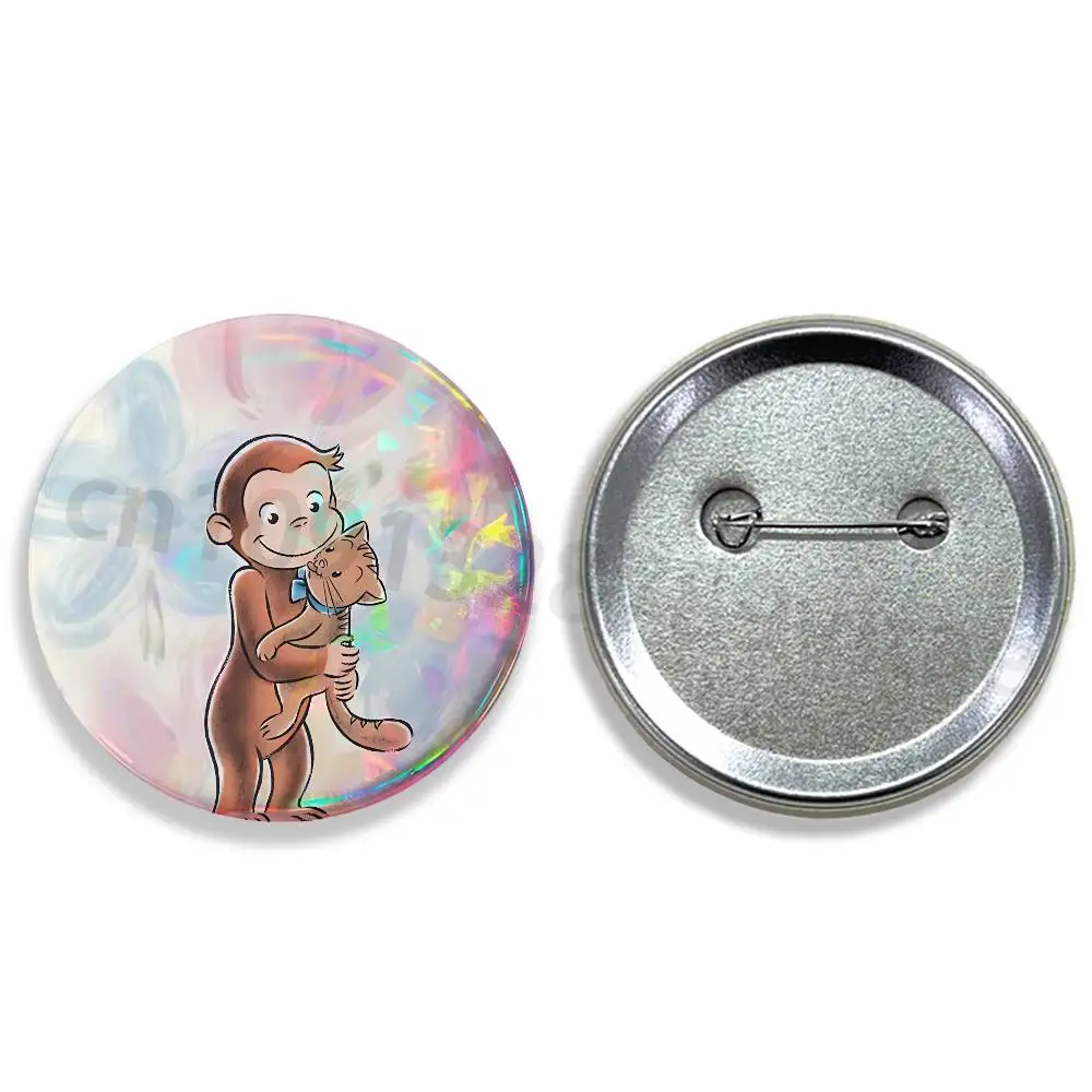zoo Curious cute George Tinplate Enamel Pins Creativity Printed Pictures Text Metal Lapel Badges Brooches