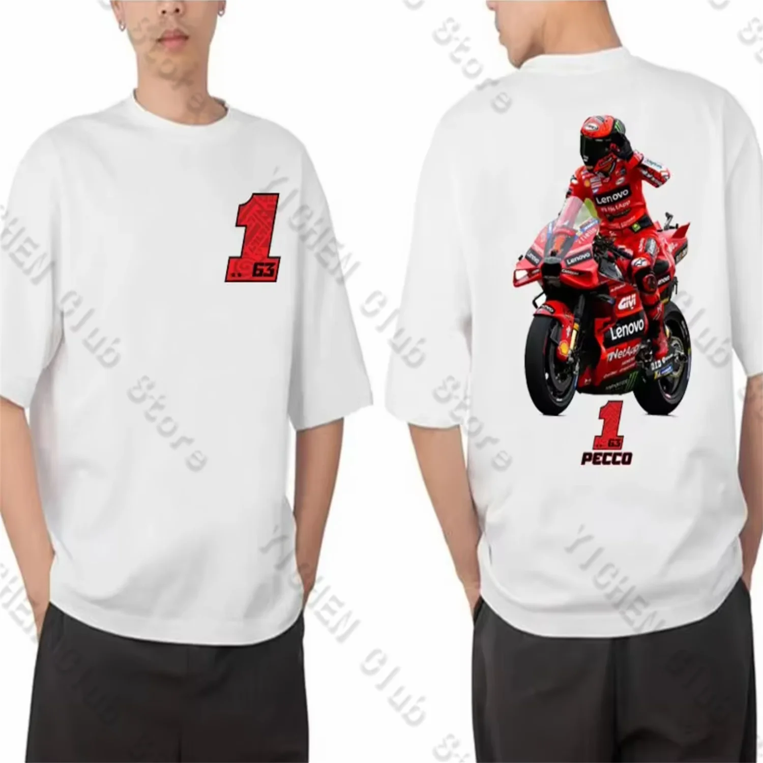 

Motorcycle Racing Top Francesco Pecco Bagnaia 63 GP Number 1 Trendy Short Sleeves Men Summer Street Casual Versatile T-Shirt