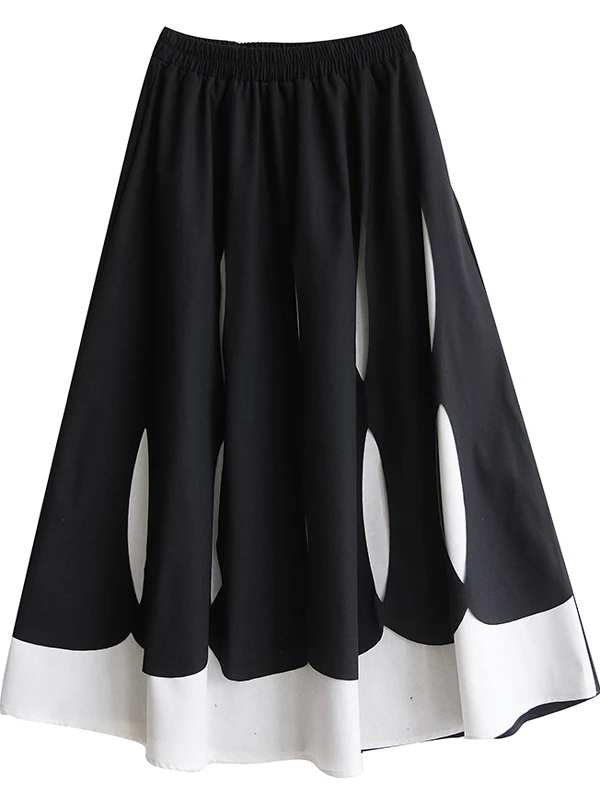 

Design Sensation A-Line Skirt Women's Spring Summer Loose plus Size Patchwork Slimming Korean Sle Midi Skirt