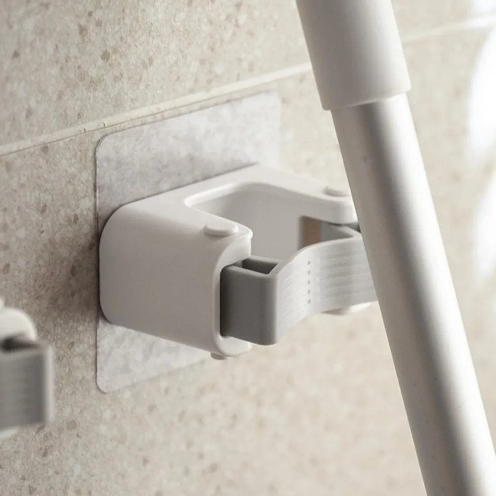 مشبك ممسحة متين بدون أثر، مشبك بلاستيكي معلق على الحائط، مقاوم للماء، قابل لإعادة الاستخدام، لا يوجد خطاف تثقيب للمطبخ