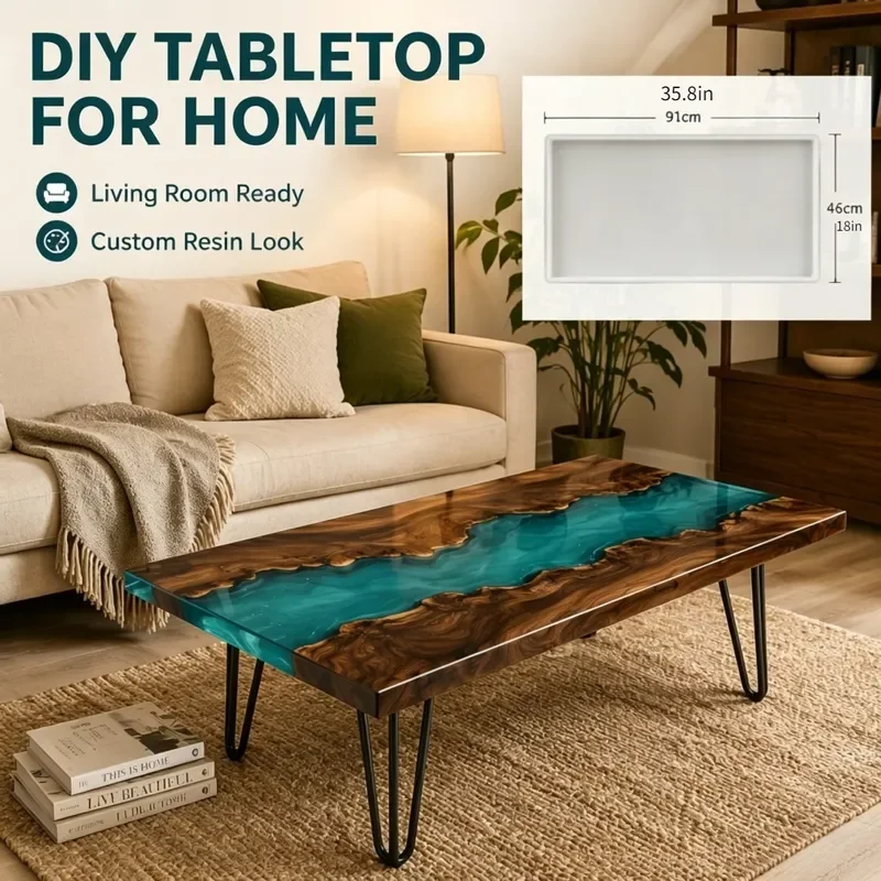 Large rectangular river table silicone mold 91 * 46cm epoxy resin desktop pouring DIY silicone mold