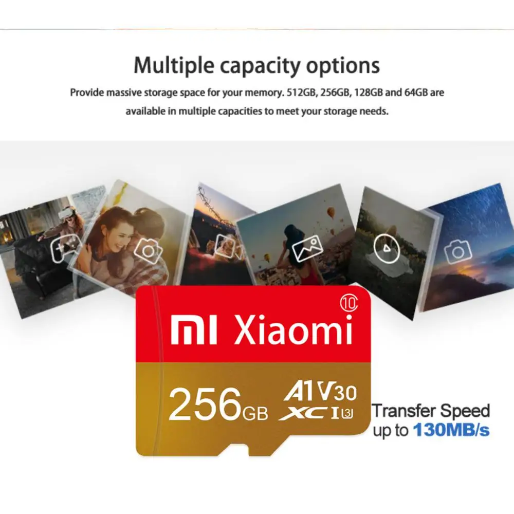 Cartão de Memória Xiaomi-Class 10 para Telefone, Mini Cartão SD, Classe 10, U3, Alta Velocidade, Real Capacity TF, Smart HC A2, 2TB, 1TB, 256GB, 512GB