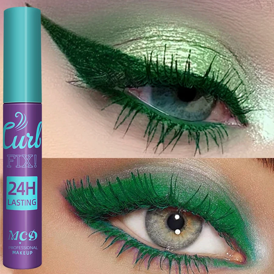 Mascara sottile colorato impermeabile ciglia arricciate ad asciugatura rapida ciglia multicolori trucco cosmetico blu verde a lunga durata