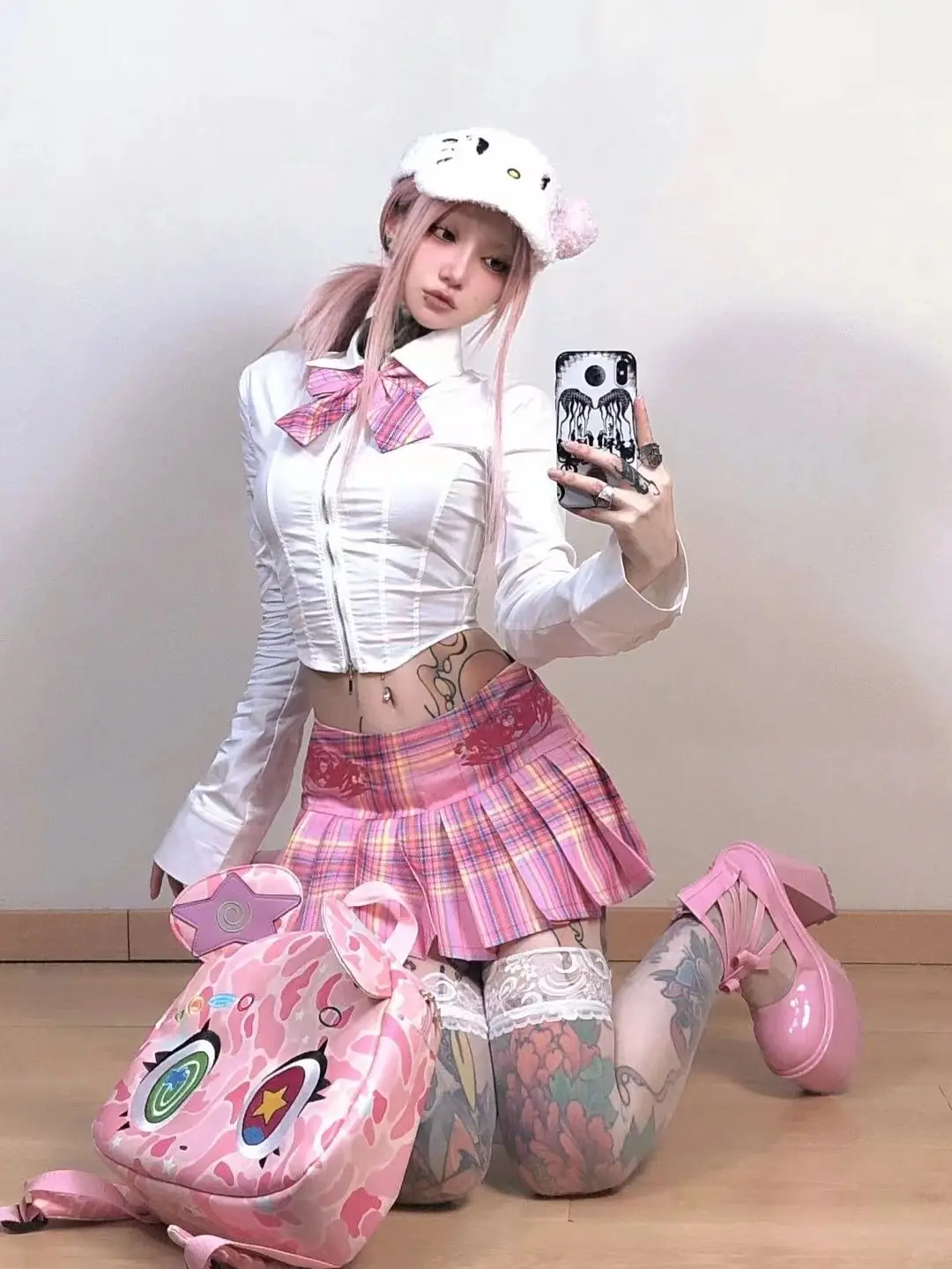 Autunno New School Style JK Uniform Sweet Spice Girl camicetta a vita alta gonna a pieghe vestito a due pezzi da donna Sexy Jk Uniform Set