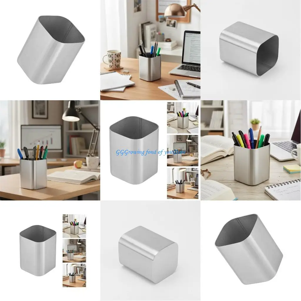 

H9EB Large Capacity Stainless Steel Pen Cup Desktop Pen Organiser 8x8x9.5cm