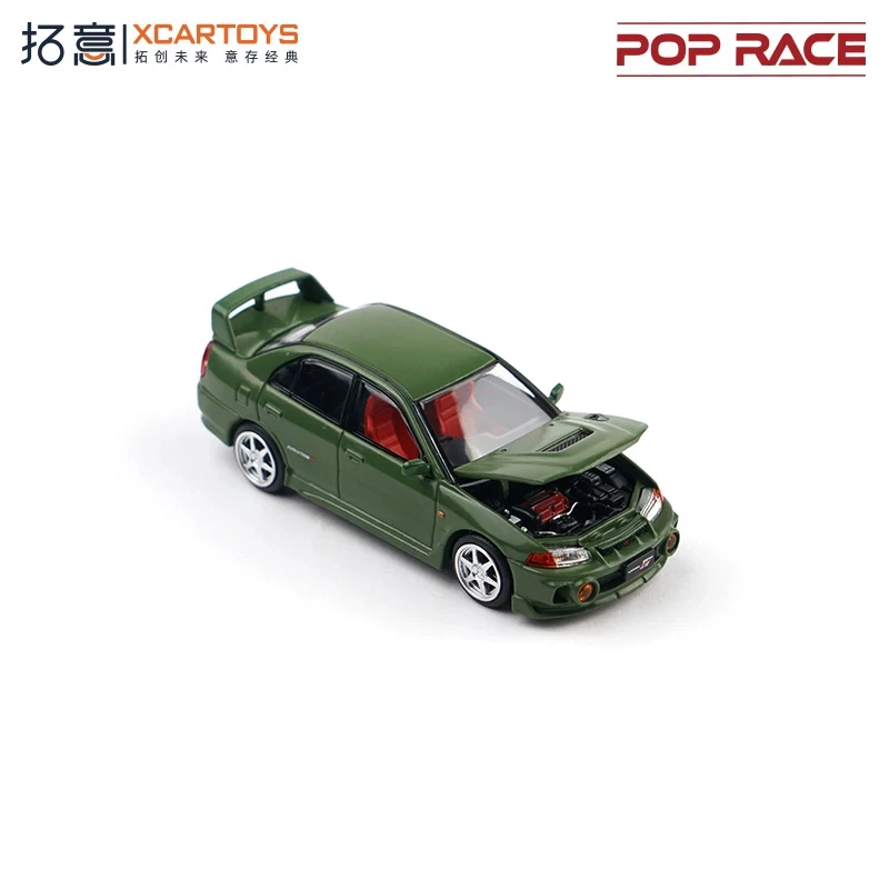 Xcartoys x Pop race 1:64 Evo Green, литая под давлением модель автомобиля, миниатюрные подарки