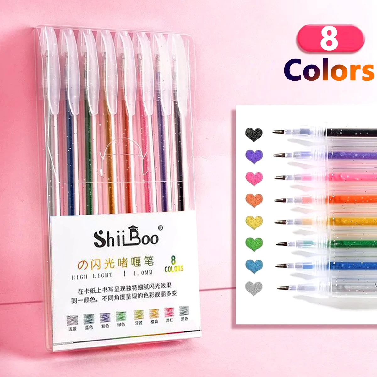 60 kleuren glitter gelpen 1,0 mm metaal glitter kleur balpen papier karton dagboek tekening markering kleuren DIY kunst