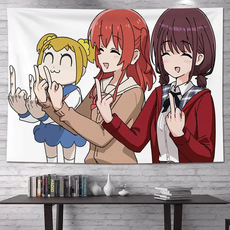 Japanese Cute Rock Anime Lonely Rock Character Tapestry Living Room Bedroom Esports Room Wall Hanging Home Decoration
