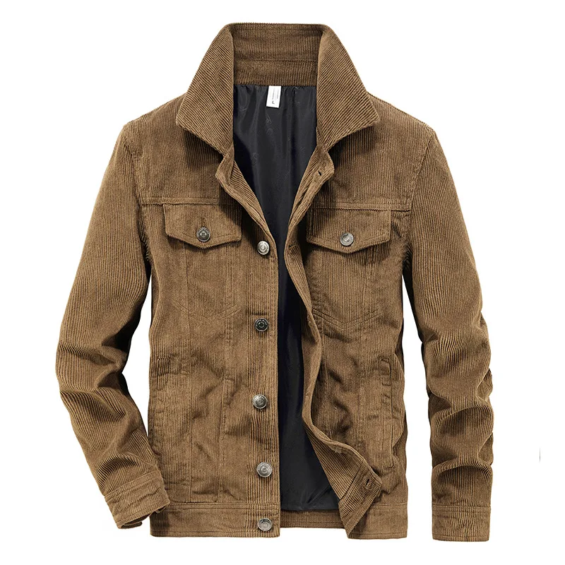 

Men's Corduroy Jacket 2025 Autumn Winter Lapel Casual Loose Coat Youth Top for Men