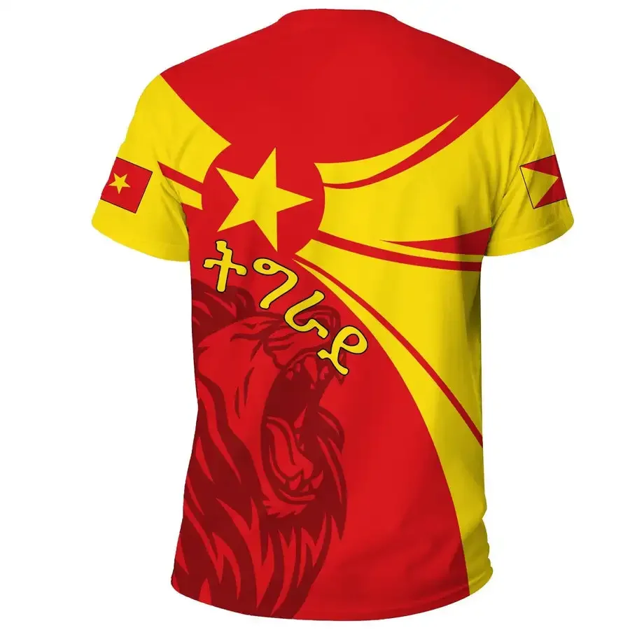 Summer New Tigray Active Flag Country Flag 3d Printing High Quality T-shirt Summer Round Neck Men's Ladies Loose Casual T-shirt