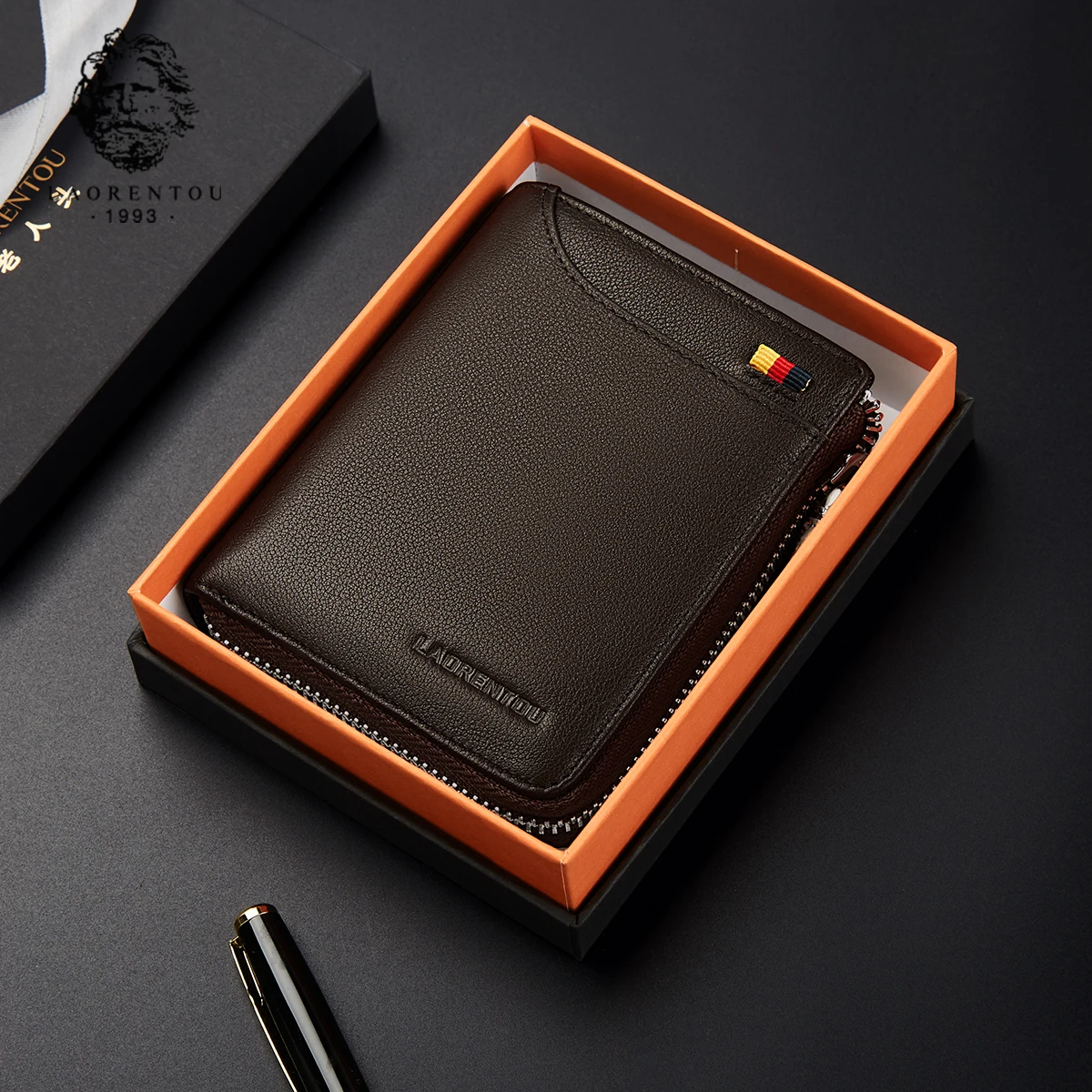 LAORENTOU Men's Wallet Genuine Leather Fashion 2025 New Design High Quality Best Gift for Husband Father Luxury