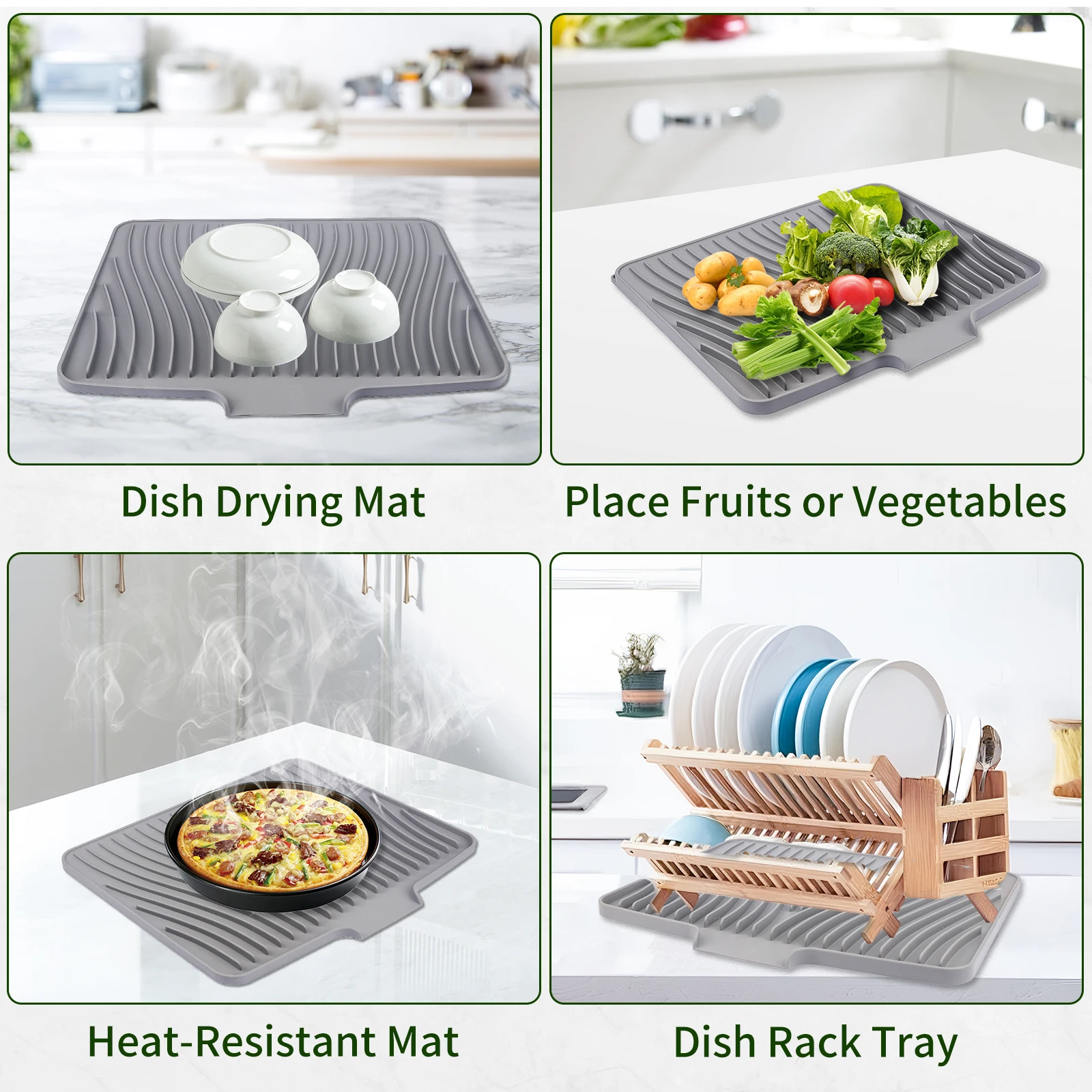 

The silicone water-draining pad is both beautiful and practical, easy to clean, and an excellent helper for the kitchen.