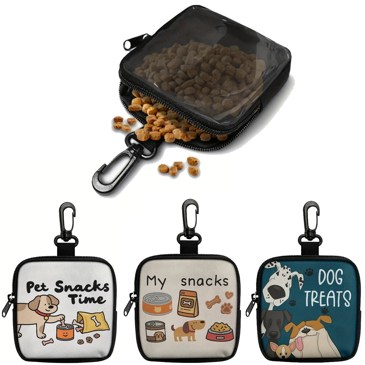 1 Pc Pet Snack Bag Cartoon Printed Portable Dog Training Bag Suitable For Dog Walks Outdoor Training Multifunctional Reward Bag