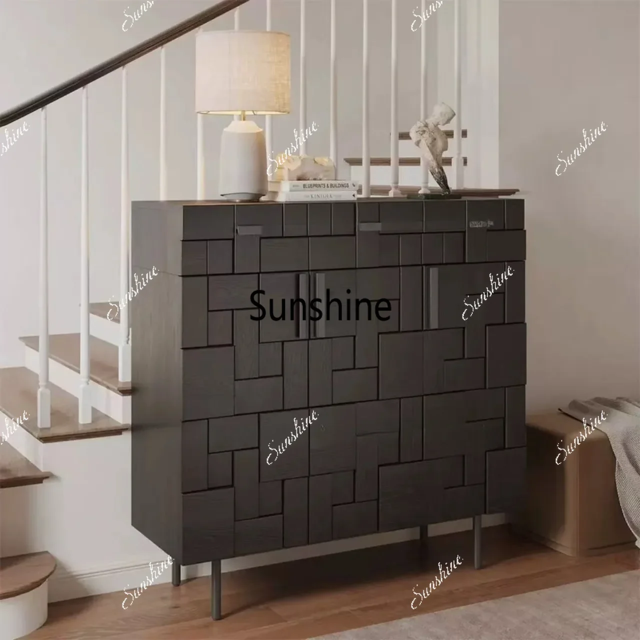 Medieval solid wood dining side cabinet living room wall lockerTJ