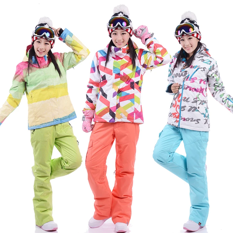 Gsousnow Dames Skipak Winddicht Waterdicht-35 Graden Lage Graad Snowboard Jack Winter Warme Jas Broek Dames Set Skikleding