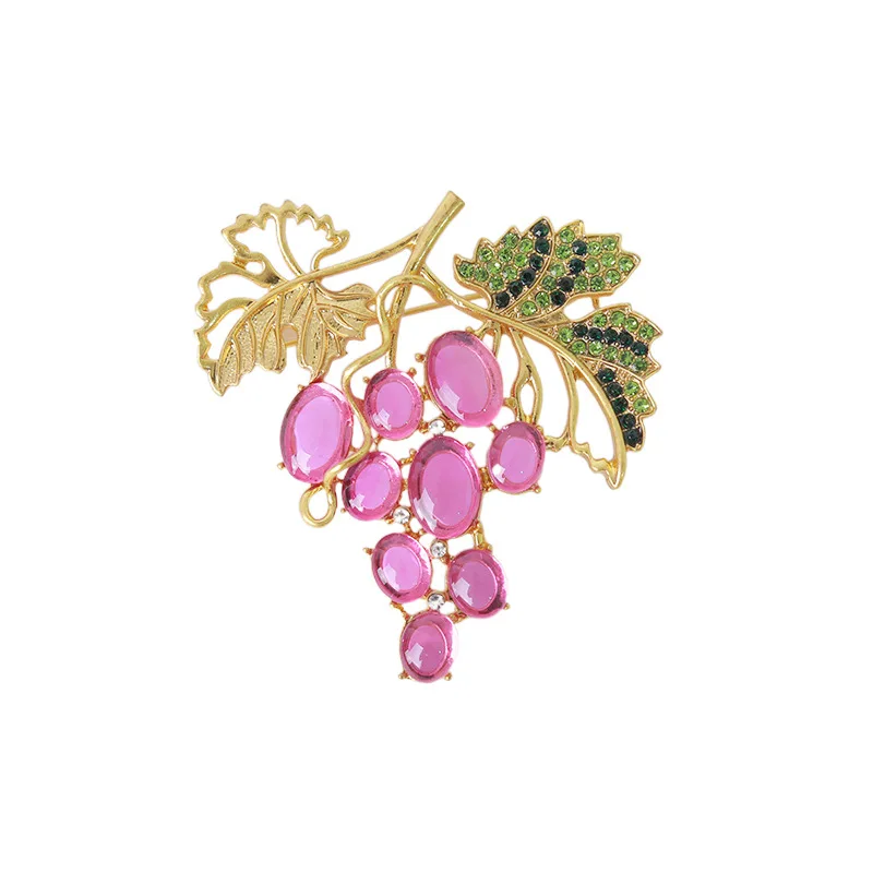 SKEDS Vintage Classic Women Men Grape Resin Stone Brooches Pins Unisex Retro Baroque Transparent Fruit Clothing Badges Buckle