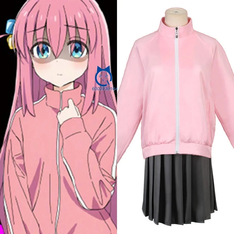 

Bocchi The Rock Cosplay Costume Anime Bocchi Hitori Role Playing Clothes Pink Coat Skirt for Women Comic Con Hallox,3;b'2.