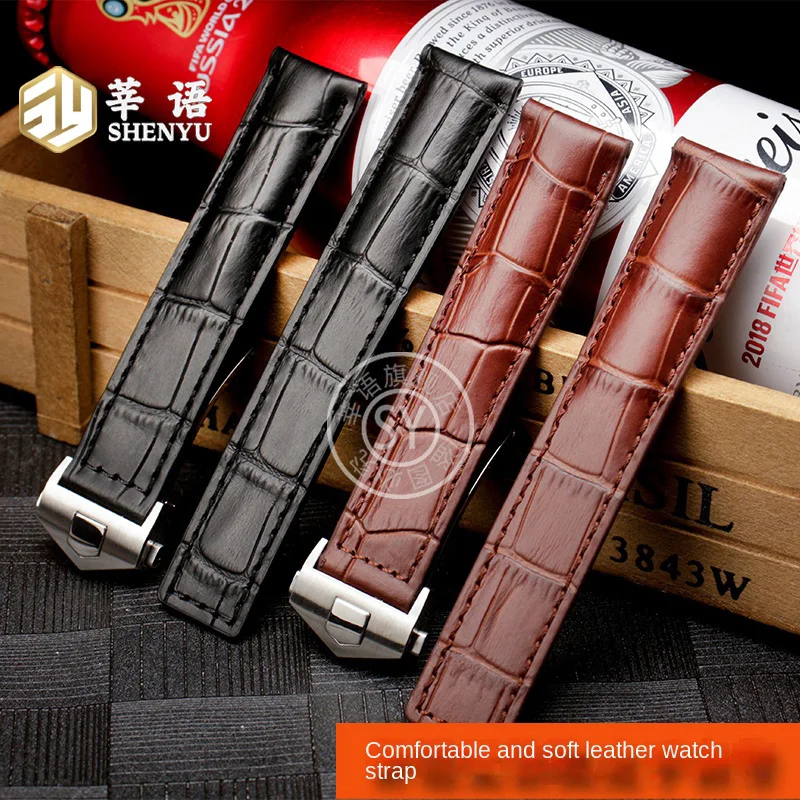 19 мм 20 мм 22 мм для TAG Heuer Carrera MONACO FORMULA 1, мужской кожаный ремешок для часов с бамбуковым узором и складной пряжкой, черный, синий, коричневый