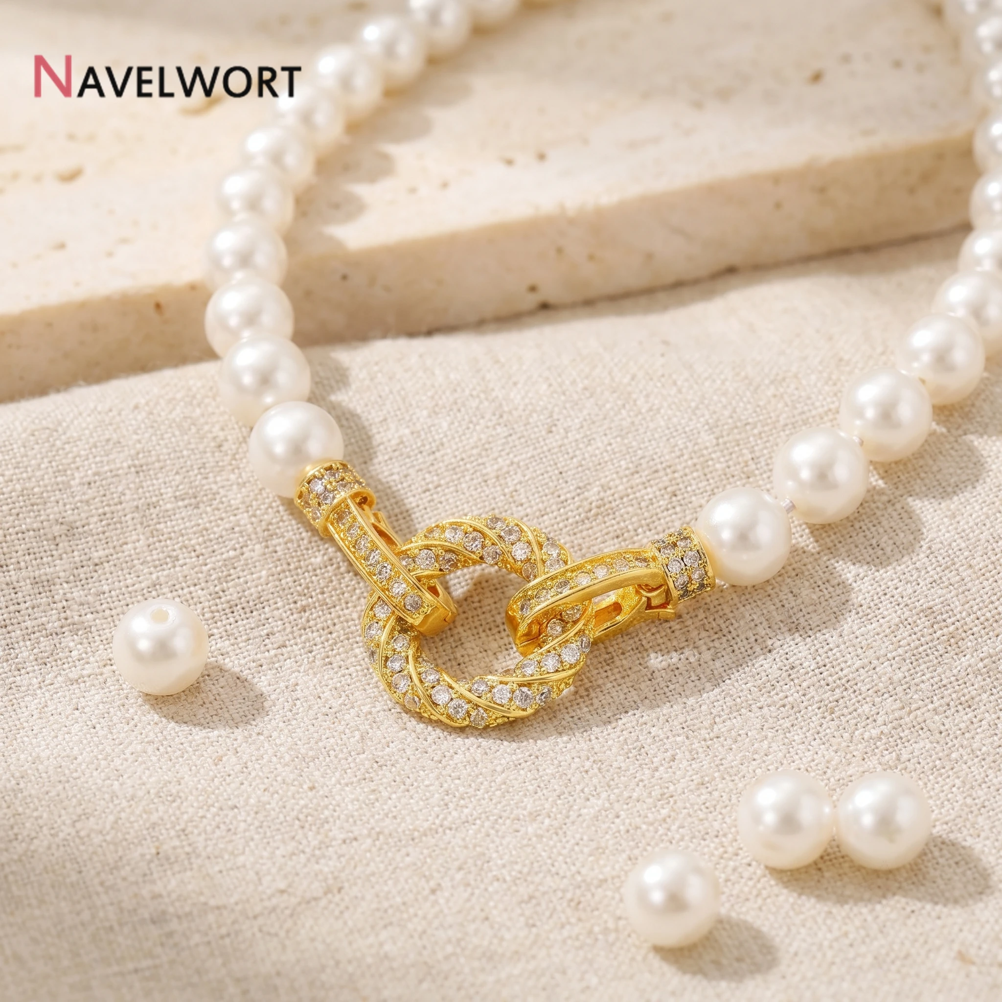 18K Gold Plated Brass With Zir - Pearl Necklace ulasan dan harga
