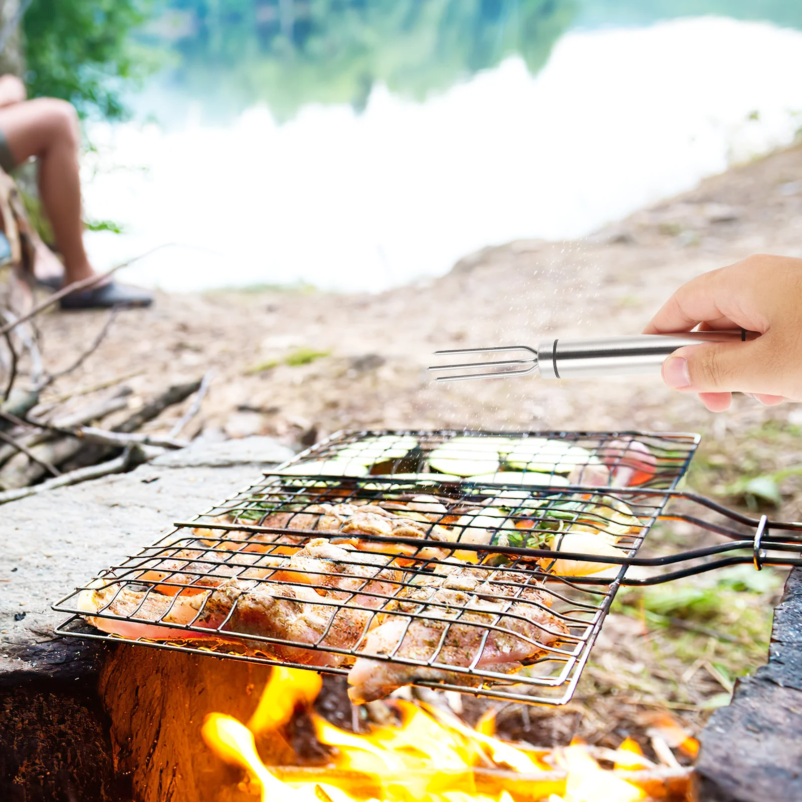 

2 Pcs Bbq Tools Accessories Skewers Grilling Barbecue Corn Holders Stainless Steel Fork