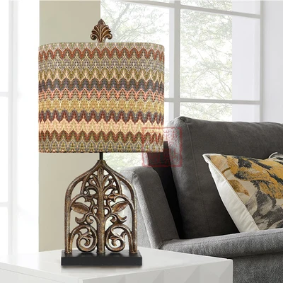 American cut-out Tibetan pattern table lamp European classic living room bedroom model room decorative table lamp