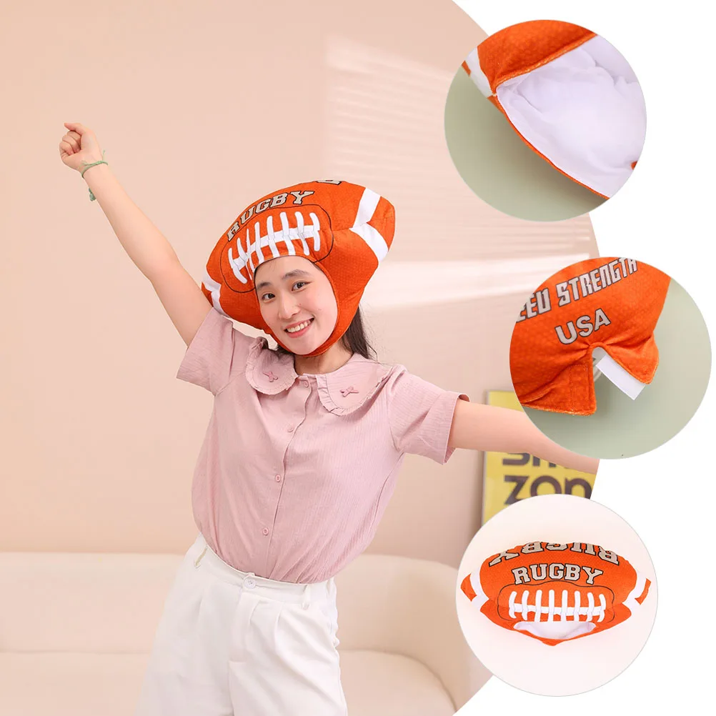 

3D Rugby Shaped Party Cosplay Hat Funny Costume Headwear Lightweight Portable Decorative Cap For Halloween Carnival Festival