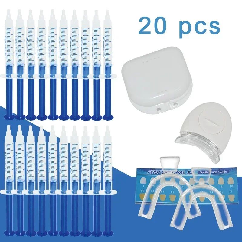 Kit de blanqueamiento dental para uso doméstico con luz led cuidado higiene bucal blanqueador de dientes blanqueador blanco 44% peróxido cepillo de dientes a granel