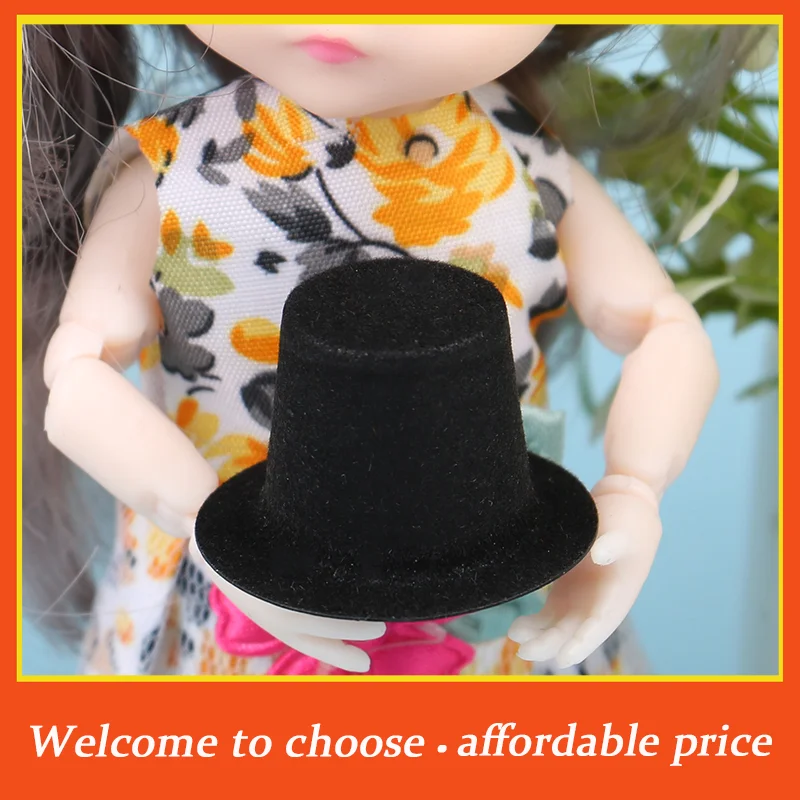 

TU 10Pcs new 1:12 Dollhouse Miniature Simulation Black PVC Flocked Hat Model DIY Accessories