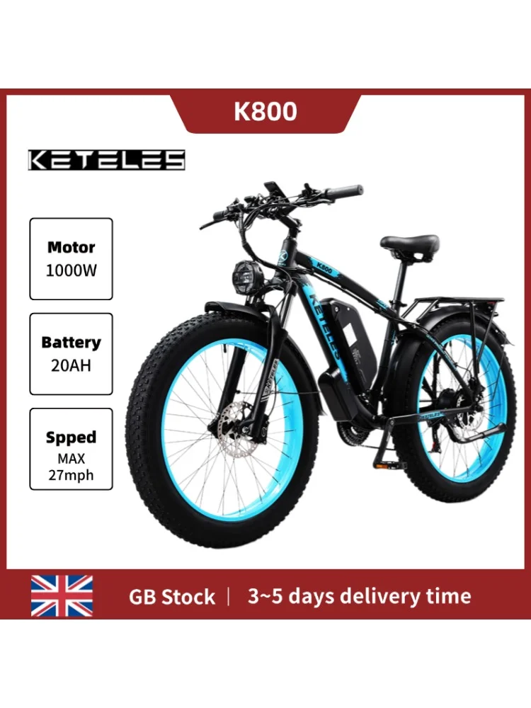 AliExpress GISAEV Keteles K800 1000W Electric Bike Single Motor 48V 20Ah  Battery 26 Inch All Terrain Fat Tires Hydraulic Disc Brakes E-bike