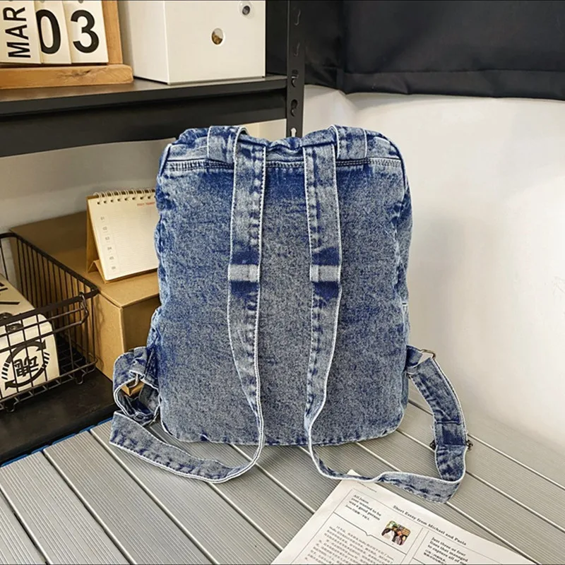 Vintage Denim Damesrugzak Met Grote Capaciteit Studentenschooltassen Voor Meisjes Casual Dames Reisrugzak