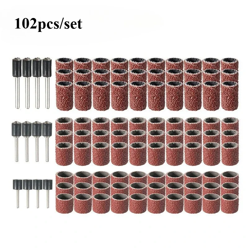 102/132 قطعة مجموعة طبلة الصنفرة 1/4 3/8 1/2 بوصة أشرطة الصنفرة مع مماسك الصنفرة لملحقات دريمل الأظافر #1