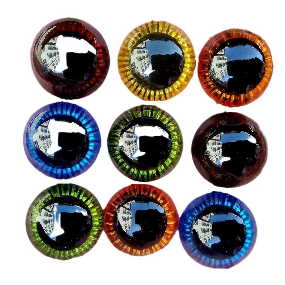 20pcs/set High Quality 17mm 3D Plastic Resin Laser Eye Ball 5 Colors With Gasket Safety Glitter Eyes Crafts Parts