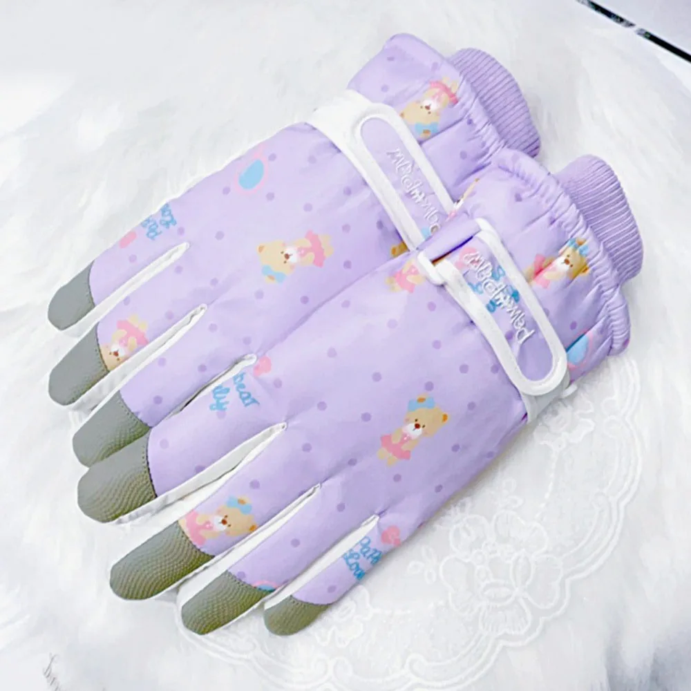 Engrossar luvas de esqui de inverno quente tela sensível ao toque mais veludo luvas ao ar livre à prova de vento antiderrapante ciclismo luvas esportivas feminino meninas