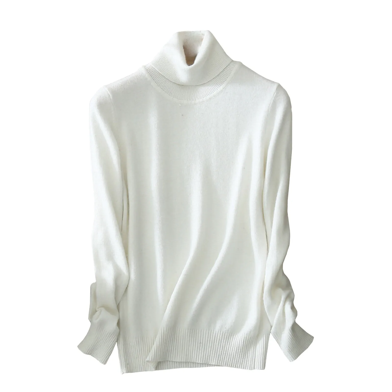 Maglione femminile basic tinta unita morbido e confortevole pullover a collo alto maglione a maniche lunghe autunno e inverno causale tutto-fiammifero