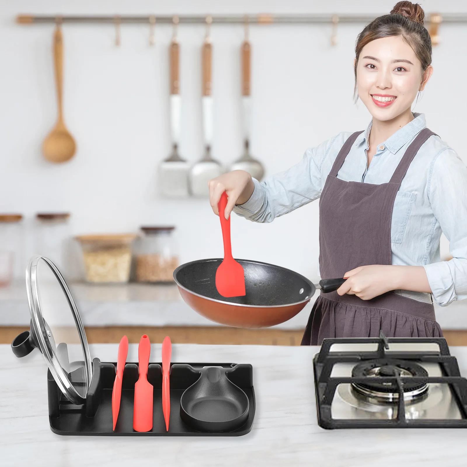 Source Storage Rack Multifunctional Kitchen Supplies Silicone Spoon Pad Anti-fouling Drain Spatula Spoon Pad Tableware