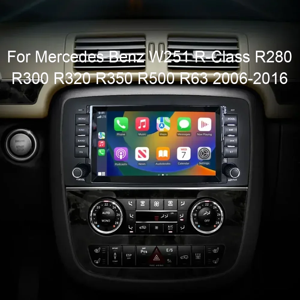 Car Radio Carplay For Mercedes Benz W251 R-Class R280 R300 R320 R350 R500 R63 AMG Android Auto Navigation WIFI GPS 4G RDS