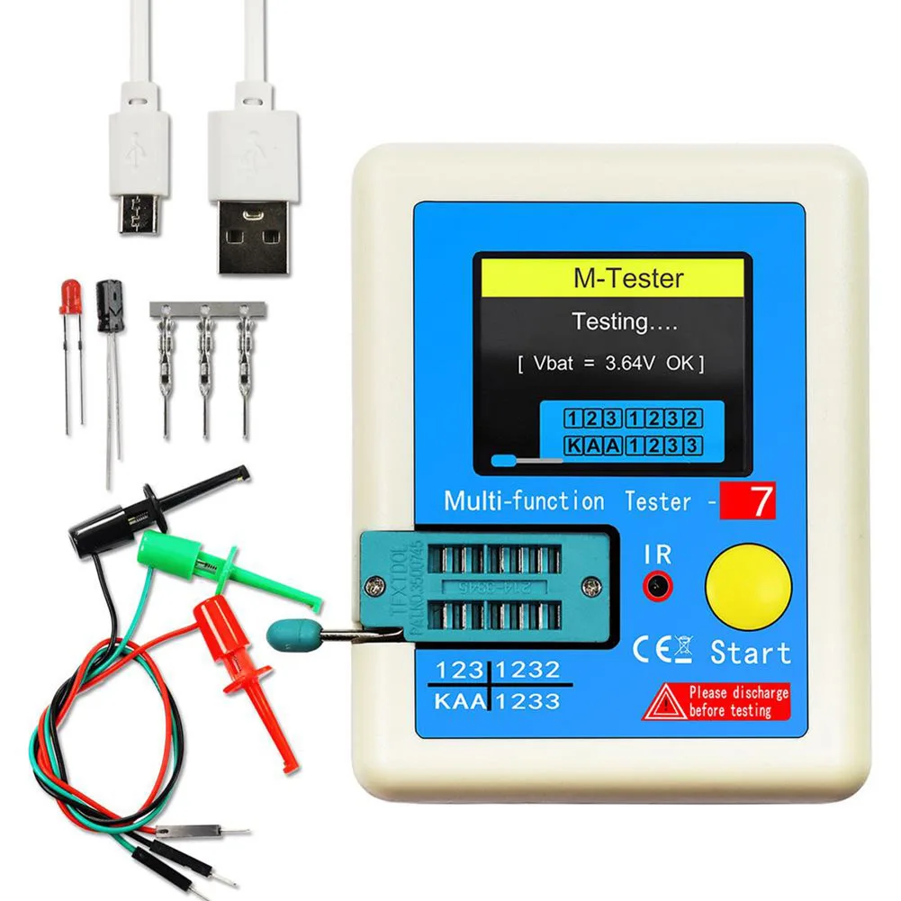 LCR-T7 New Transistor Tester TFT Diode Triode Capacitance Meter LCR ESR Meter NPN PNP MOSFET-IR Multifunction Tester Multimeter