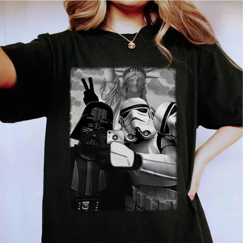 Camiseta de manga corta Galaxy Star Wars Darth Vader This Is The Way Mandalorian Chewbacca princesa Leia Tops Casual cuello redondo
