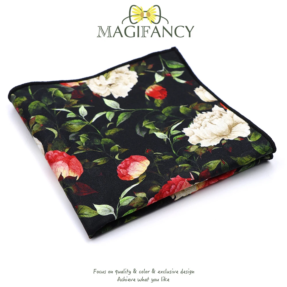 ใหม่ดอกไม้ Camellia Rose Lotus ผ้าฝ้าย 100% Hankie 23 ซม.ผู้ชายงานแต่งงานทุกวันชุดพ็อกเก็ตสแควร์ของขวัญ Tuxedo Tie อุปกรณ์เสริม