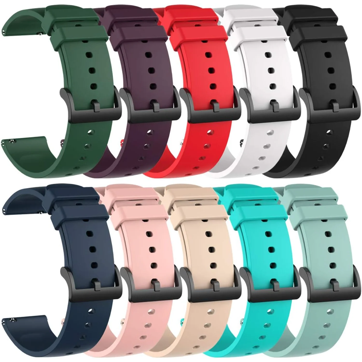 

10 Pack Silicone Bands Compatible with GTS/GTS2/ GTS 3/GTS 2e/GTS 2 mini/GTS 4 mini/GTS 4/GTR mini/Active, 20MM Band Replacemen