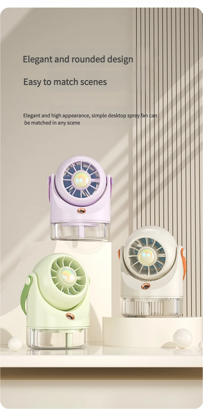 MEET SUN USB-Lade-Mini-Ventilator, Tisch-Sprühklimaanlage, 3-stufiger Klimaventilator mit Wasserkühlung, USB-Typ – Detail 3