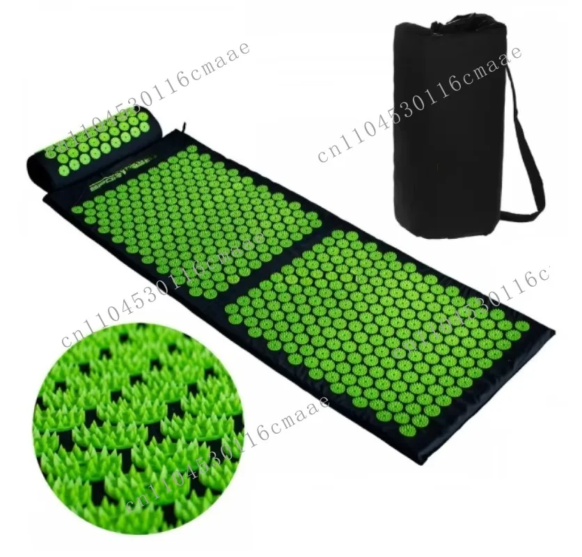 Aerobic Organical Black Accupressure Mat and Pillow Set Acupuncture Massage Mat Spike Mattress