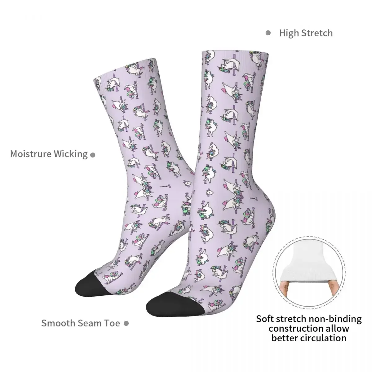 Unicorn Pole Dancing Club Socks Harajuku Sweat Absorbing Stockings All Season Long Socks for Man's Woman's Birthday Present