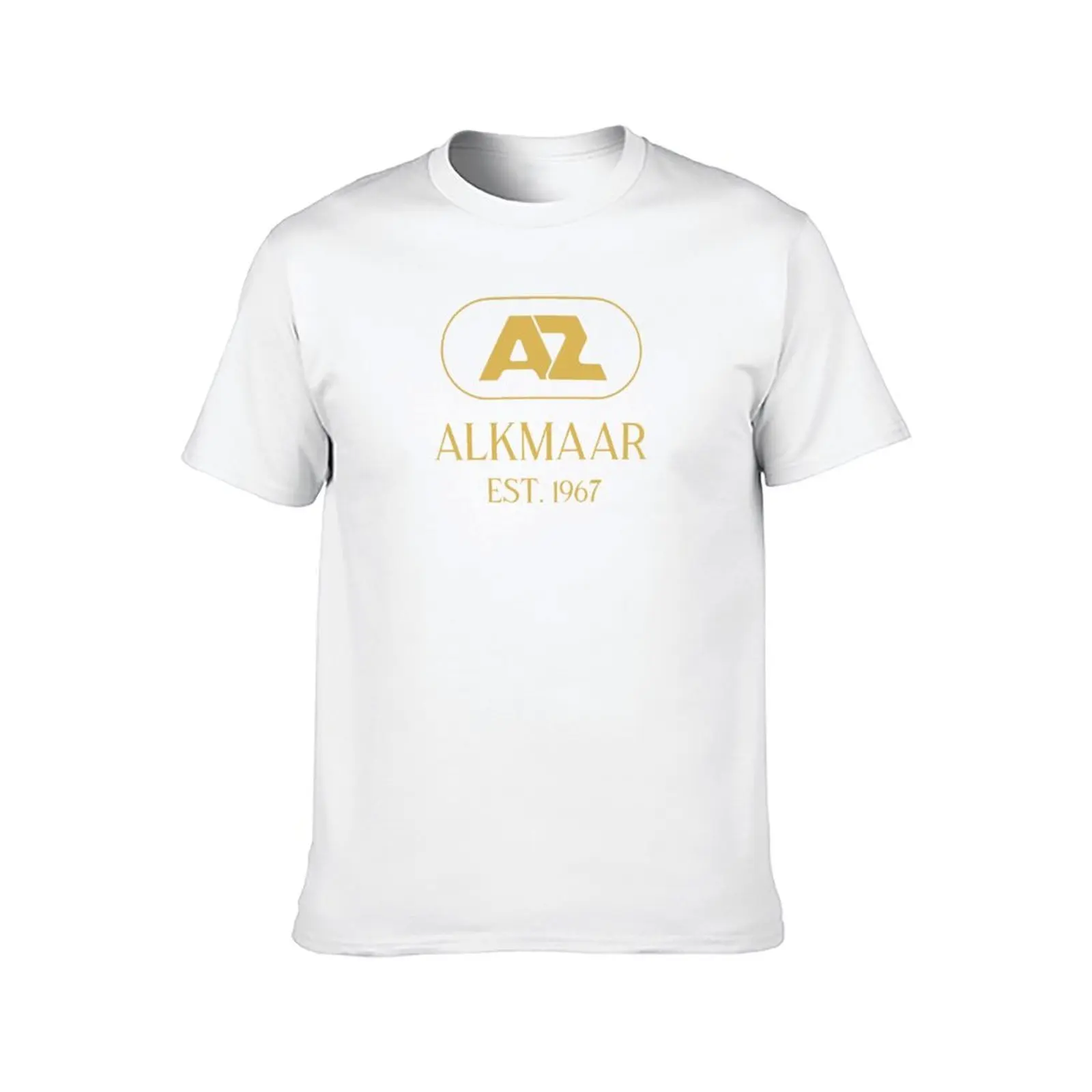 AZ Alkmaar الذهب تي شيرت أسود القطن تي شيرت عادي للرجل حزمة تي شيرت الرجال 100% القطن الفاخرة العلامة التجارية تي شيرت