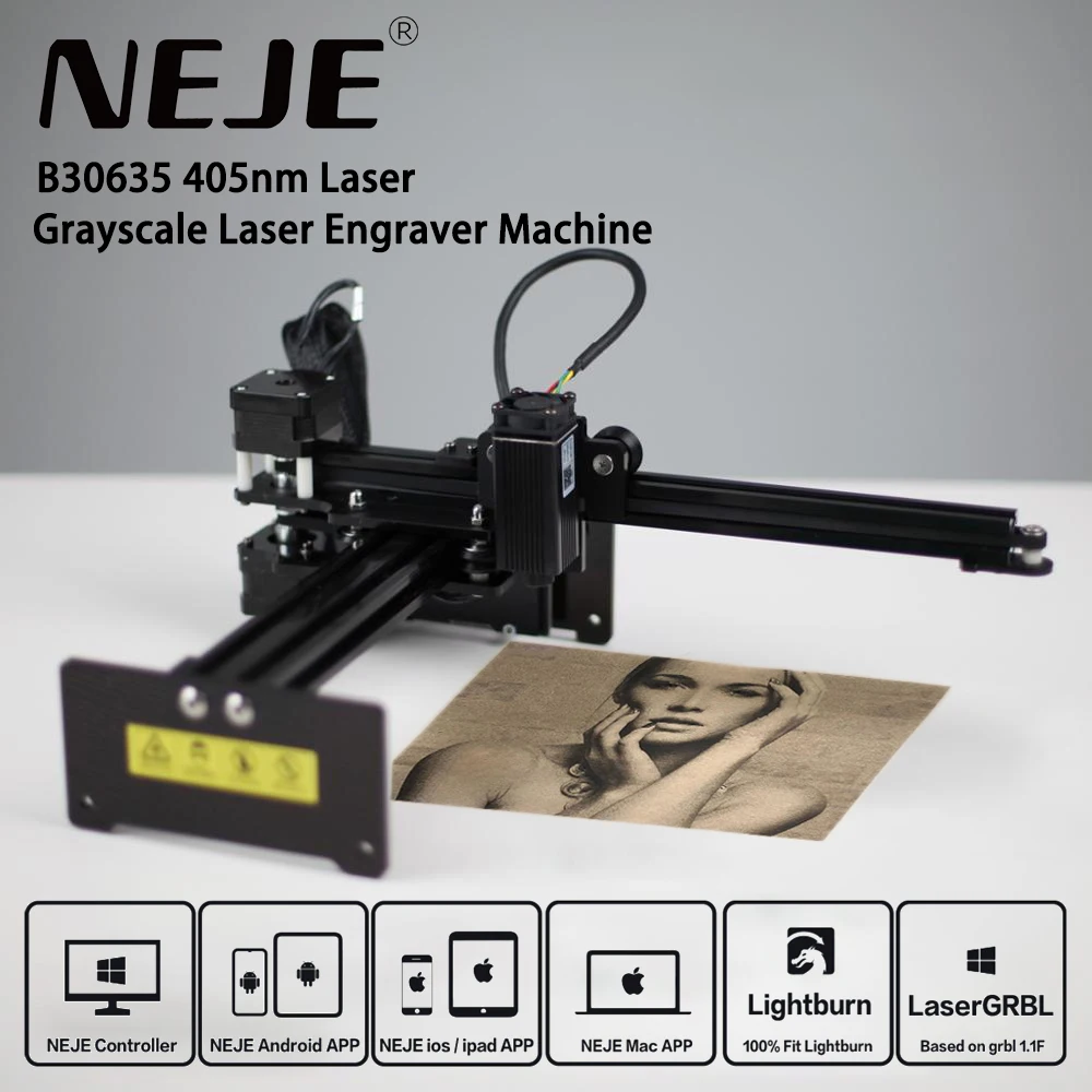 Neje 3 b30635 cnc máquina de gravura a laser sem fio app controle grbl lightburn gravador a laser acrílico mdf madeira ferramenta diy