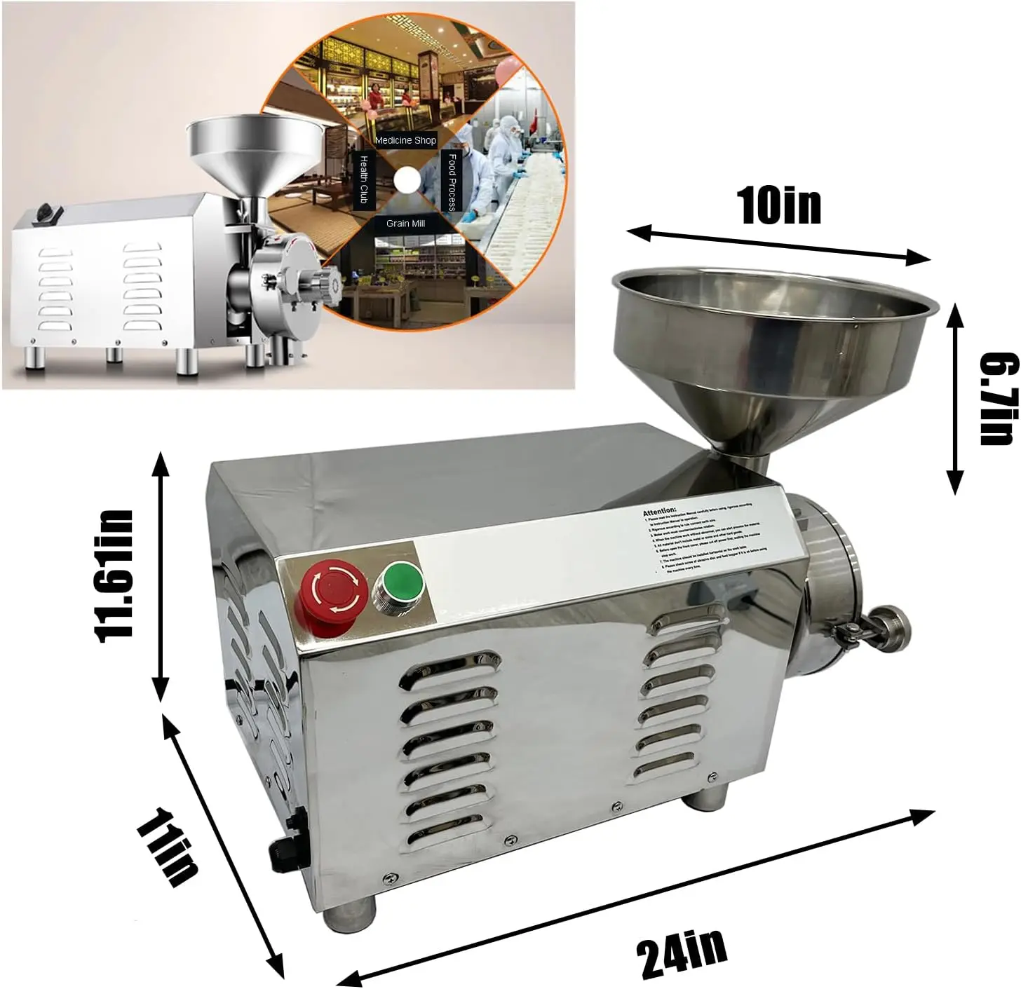 เครื่องเจียรเชิงพาณิชย์สําหรับโรงสีเมล็ดพืชสแตนเลส เครื่องบดเมล็ดพืชไฟฟ้า เครื่องกัดแป้งอุตสาหกรรม